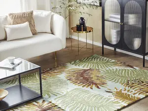 Wool Area Rug 200 x 200 cm Plant Motif VIZE