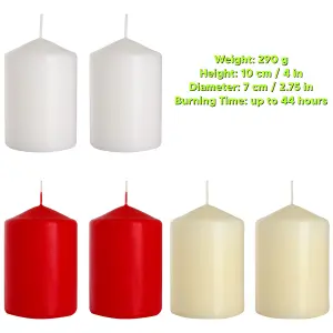 Pillar Candles, Pack of 2, Unscented, Long Burning Time, 15 x 7 cm / 6 x 2.75 in (White, Matt)