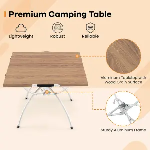 Costway 2 PCS Foldable Camping Table Lightweight Aluminum Picnic Table W/ Carry Bag