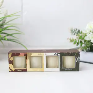 Votive Candles Set of 4 Soy Blend 55g Scents Holiday Christmas Decor Gift Box