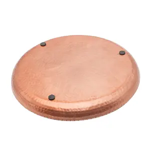 Green Decore Circular Hammered Copper Aluminum Tray 32 CM Round