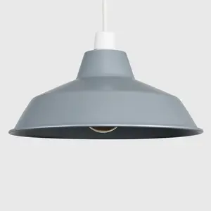 24cm Metal Bowl Pendant Shade Grey