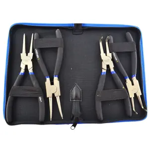 Internal External Circlip Plier Pliers Set Ni-Fe Finish 7" 175mm 4pc Set Bergen