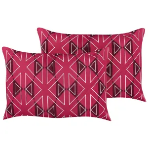 Set of 2 Outdoor Cushions MEZZANO Fuchsia Pink