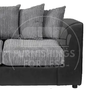 Luxor Jumbo Cord 3 + 2 Black and Grey Fabric Sofa Suite