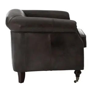 Victor Grey Leather Winged Armchair