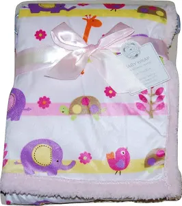 Baby Girl Blanket Soft Fleece Pink Animal