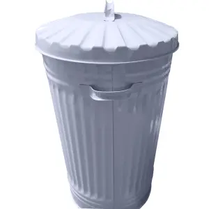 Metal Bin Retro Dustbin Waste Rubbish Bin Rubbish Waste Animal Feed Outdoor or Indoor Bin, Light Grey Slim Tall Tapered Steel Bin