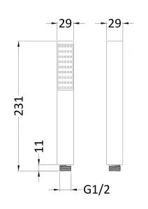 Minimalist Square Single Function Shower Handset - Matt Black