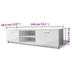 Berkfield TV Cabinet High-Gloss White 140x40.3x34.7 cm