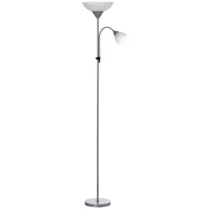 HOMCOM Mother-Child Floor Lamp Duo Light Steel Frame w/ 2 Switches Round Base