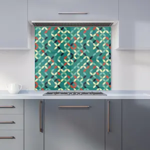 Geometric Pattern Design Premium Glass Kitchen Splashback W700mm x H750mm