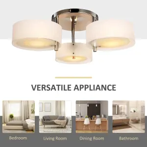 HOMCOM Acrylic Lamp Indoor 3 Light Pendant Chandelier Flush Mount Office Living Room Bedroom w/ Chrome Finish