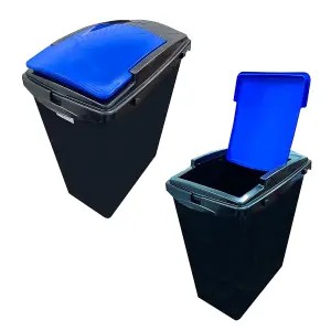 Set Of 4 (Blue, Green, Red & Yellow) Large Black Base 40L Utility Recycling Interlocking Waste Bins