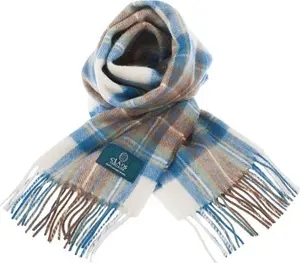 Lambswool Scottish Tartan Clan Scarf Stewart Muted Blue One Size