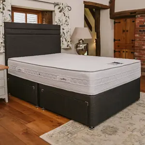 Sophia Briar-Rose Elara 1000 Pocket Sprung Natural Latex Divan Bed Set 4FT6 Double 2 Drawers Side - Naples Slate