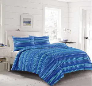 4 Pcs Leon Stripes Complete Duvet Cover Set With Valance Sheet & Pillowcase