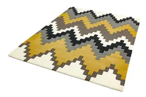 Mustard Wool Abstract Handmade Luxurious Modern Rug for Bedroom & Living Room-200cm X 300cm