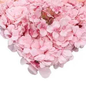 Artificial Flower Wall Backdrop Panel, 60cm x 40cm, Blush Pink & Peach