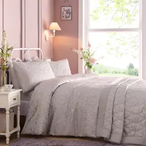 Worcester Woven Jacquard Silver Duvet Cover Set