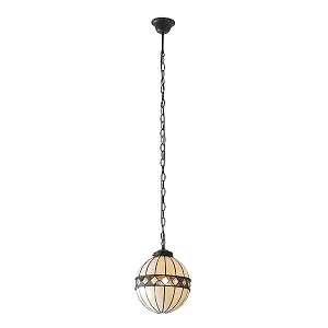 Luminosa Fargo 1 Light Small Globe Ceiling Pendant Dark Bronze, Tiffany glass, E14