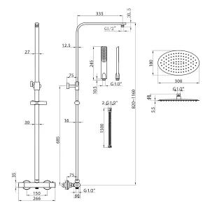 Jenner Chrome Thermostatic Shower Kit with Fixed Head & Handset