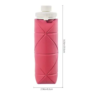 Pink Collapsible 600ml Silicone Water Bottle