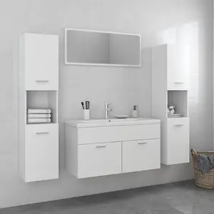 Berkfield Bathroom Furniture Set White Engineered Wood