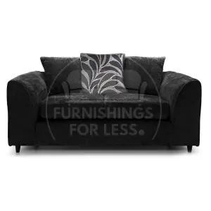 Zina Black Chenille Fabric 3 + 2 Seater Sofa Suite