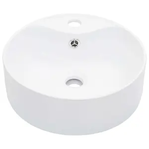 Belfry Bathroom Pursley 360mm W Ceramic Circular Sink with Overflow White