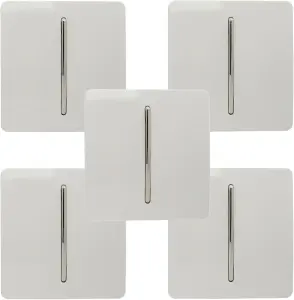 Trendi Modern 1 Gang 1 or 2 way Screwless Rocker Light Switch in Ice White (Pack of 5)