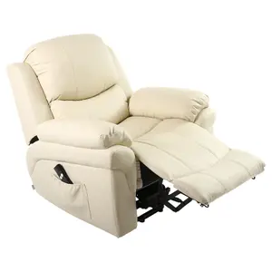 Madison Single Motor Electric Riser Rise Recliner Bonded Leather Armchair Electric Lift Chair (Cream)