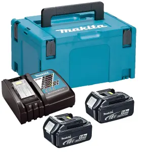 Makita BL1850 18v 2 x 5.0ah Lithium Batteries DC18RC Fast Charger + Makpac Case