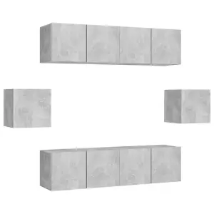 Berkfield 6 Piece TV Cabinet Set Concrete Grey Engineered Wood