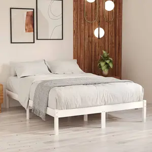 Berkfield Bed Frame White Solid Wood 180x200 cm Super King Size