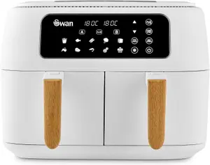 Swan White SD10410WHT Nordic Duo 13-in-1 Air Fryer with Dual Non-Stick Baskets