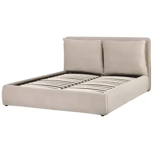 Velvet EU King Size Ottoman Bed Beige BAJONNA