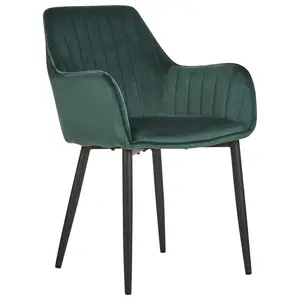 Set of 2 Dining Chairs WELLSTON Velvet Dark Green