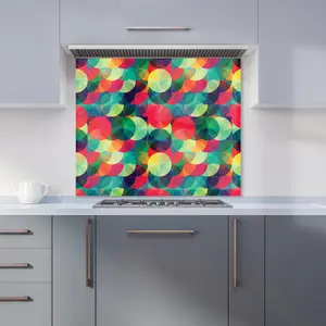 Colourful Grunge Circle Pattern Premium Glass Kitchen Splashback W600mm x H650mm