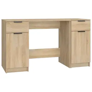 Berkfield Desk with Side Cabinet Sonoma Oak Engineered Wood