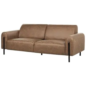 3 Seater Fabric Sofa Brown ASKIM