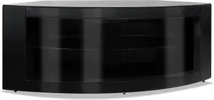 Homeology PANGEA Gloss Black Curved Tru-Corner Beam-Thru Doors up to 50" TV Cabinet