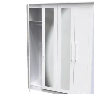 Ripon Tall 4 Door 2 Centre Mirrors in White Ash (Ready Assembled)