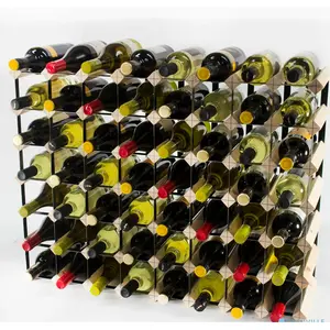 Liddle 56 Bottle Wine Rack Natural Pine / Black Steel