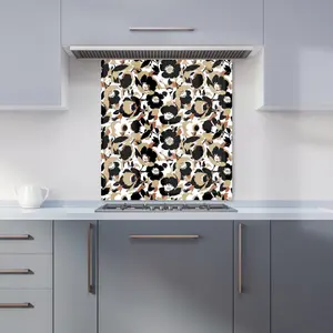 Modern Flower Pattern Premium Glass Kitchen Splashback W600mm x H600mm