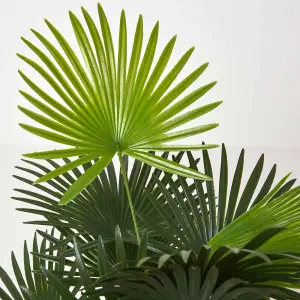 Homescapes Green 'Lady Palm' Tree Artificial Rhapis Plant with Pot, 90 cm