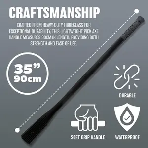 New Heavy Duty Fibreglass Pick head Handle Replacement Comfortable Grip Garden Tool