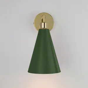 houseof Metal Cone Shade Wall Light - Olive Green