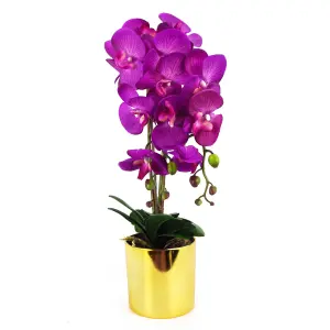 52cm Artificial Orchid Large - Purple / Gold