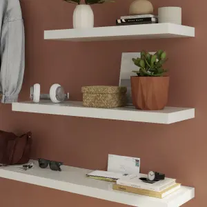 GoodHome Cusko Gloss white Rectangular Floating shelf (L)80cm x (D)23.5cm